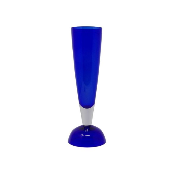 Vintage Cobalt Blue Glass Vase Made in Poland 12 3/8" H x 3 1/4" W - Picture 4 of 7